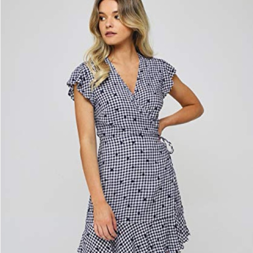 Rails blue and‎ White gingham leanne Mini Dress small